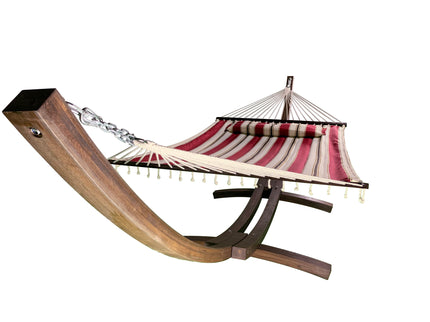 Petra Leisure® 14Ft Coffee Arc Stand w/Red & White Stripe Hammock Bed w/Pillow