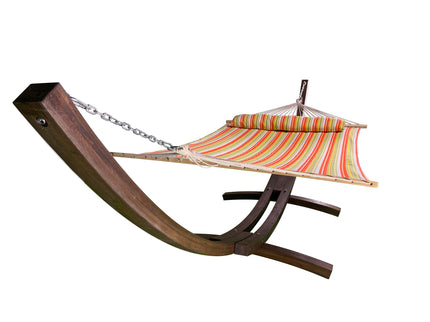 Petra Leisure® 14Ft Coffee Arc Stand w/Spring Stripe Hammock Bed w/Pillow