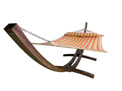 Petra Leisure® 14Ft Coffee Arc Stand w/Spring Stripe Hammock Bed w/Pillow