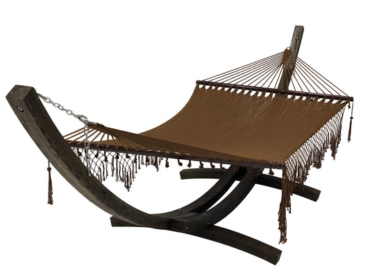 Petra Leisure® 14Ft Coffee Arc Stand w/Brown Rope Hammock Bed