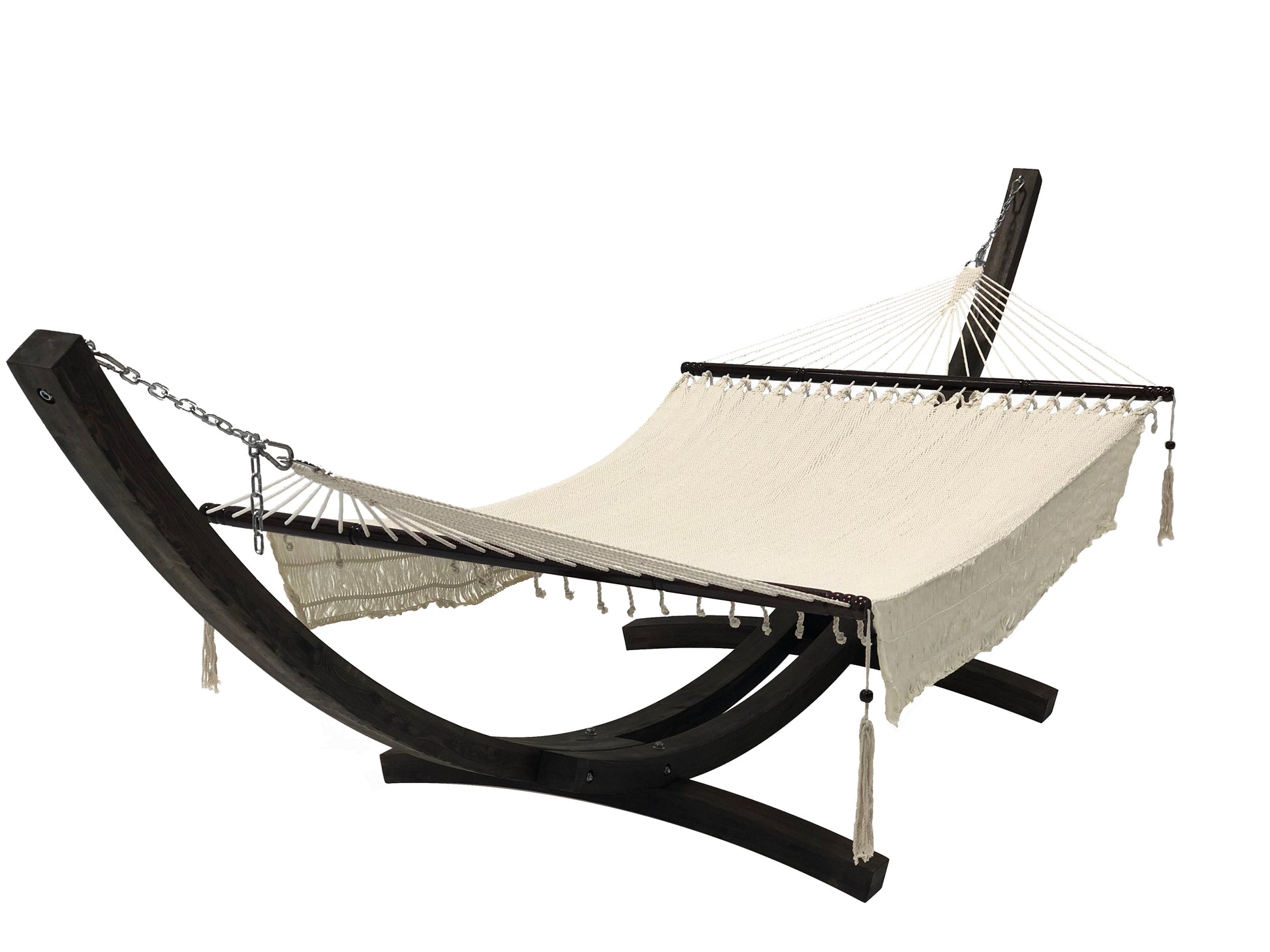 Petra Leisure® 14Ft Coffee Arc Stand w/Beige Rope Hammock Bed