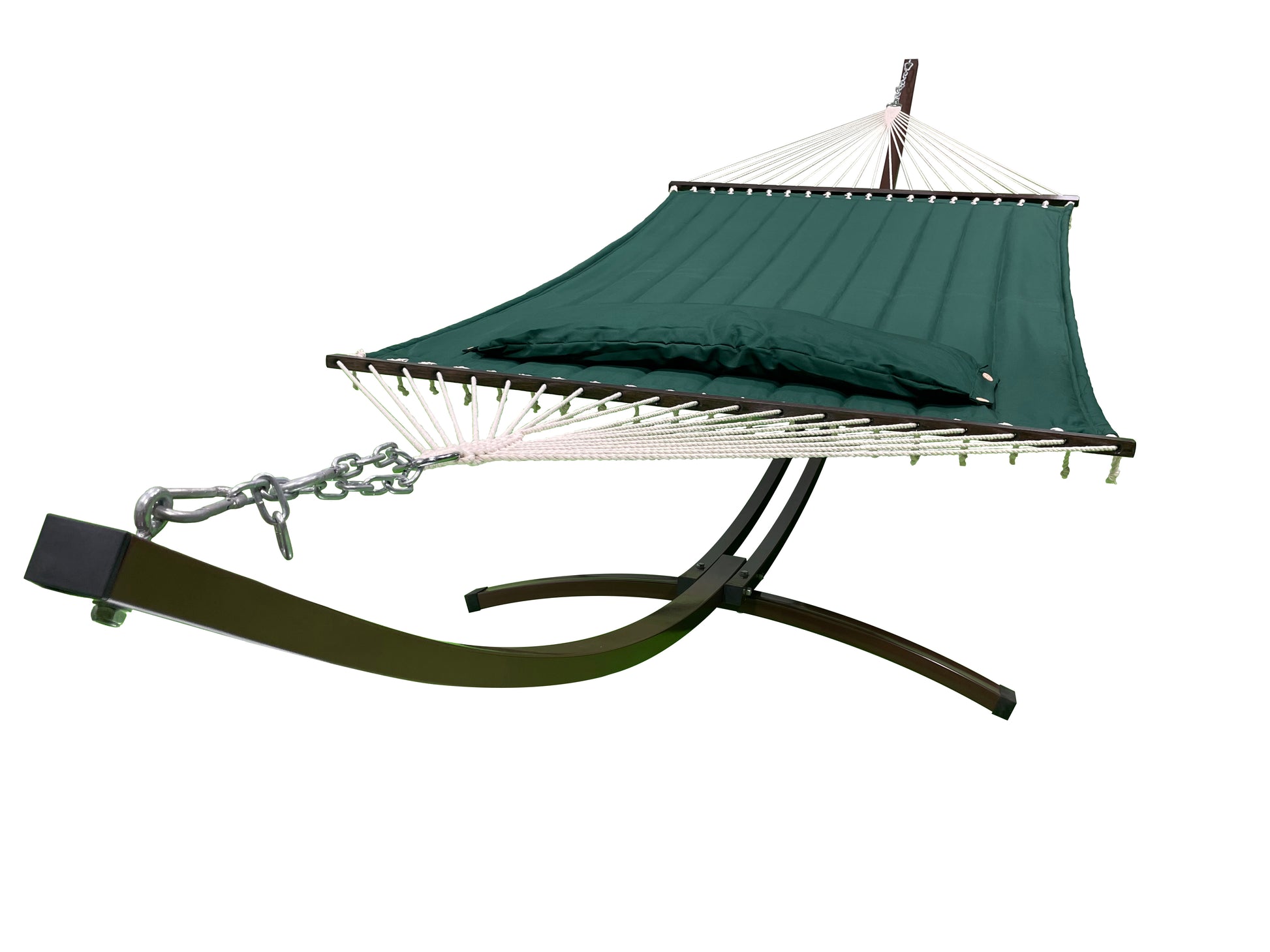 Petra Leisure® 15Ft. Brown Arc Stand w/Hunter Green Hammock Bed.