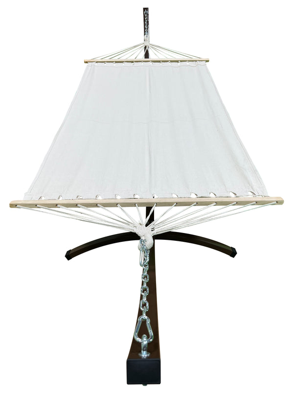 Petra Leisure® 12Ft. Black Steel Arc Hammock Stand w/ Beige Bed at $149.99