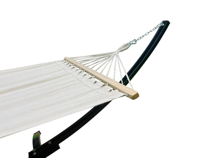 Petra Leisure® 12Ft. Black Steel Arc Hammock Stand w/ Beige Bed at $149.99