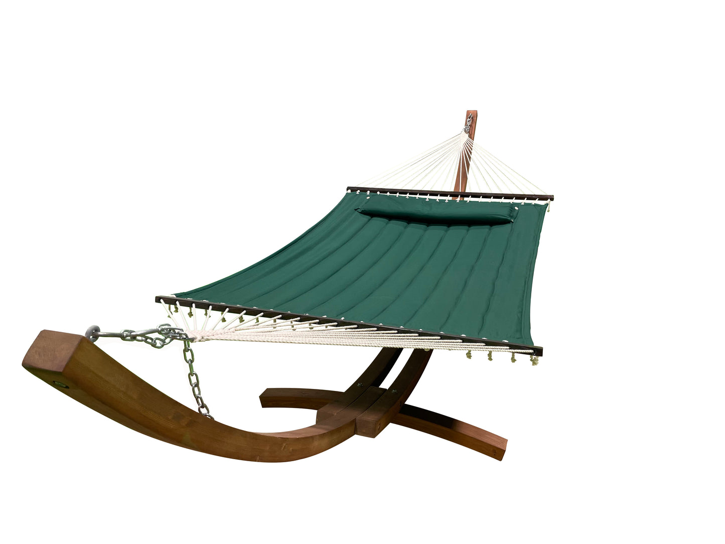 Petra Leisure® 14Ft Teak Arc Stand w/Green Hammock Bed w/Pillow