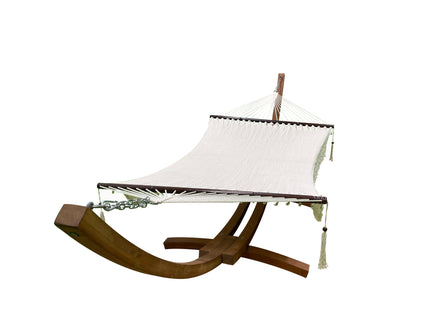 Petra Leisure® 14Ft Teak Arc Stand w/Beige Rope Hammock Bed