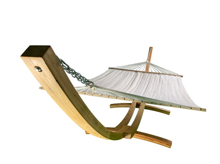 Petra Leisure® 14Ft Wood Arc Stand w/BeigeHammock Bed.