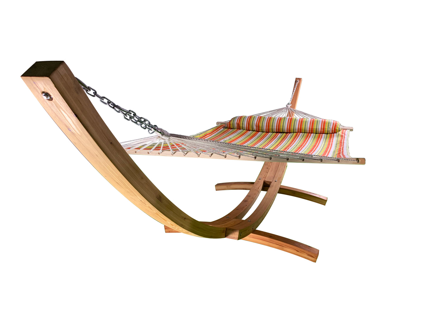 Petra Leisure® Wooden Arc Stand w/Spring Stripe Hammock Bed