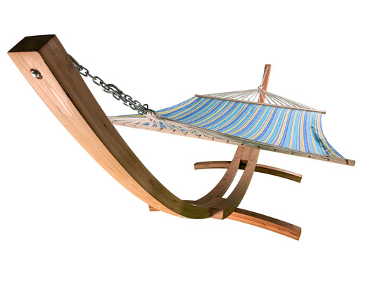 Petra Leisure® 14Ft Wood Arc Stand w/Teal Hammock Bed.