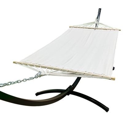 Petra Leisure® 12Ft. Black Steel Arc Hammock Stand w/ Beige Bed at $149.99