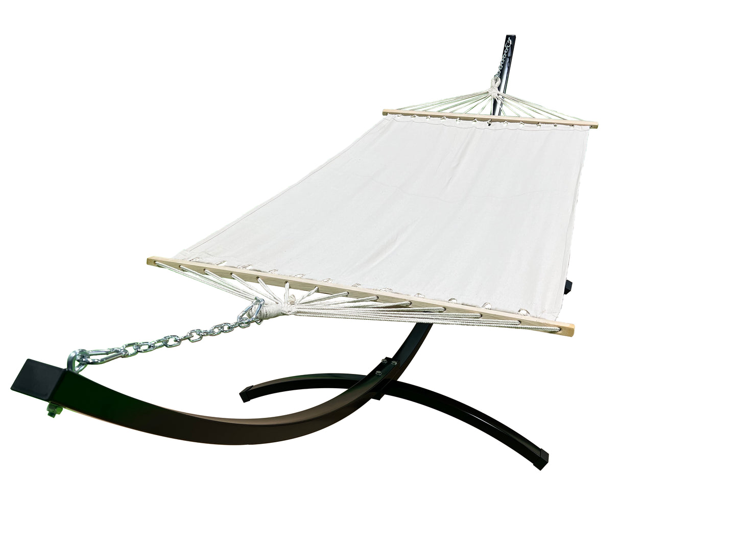 Petra Leisure® 12Ft. Black Steel Arc Hammock Stand w/ Beige Bed at $149.99