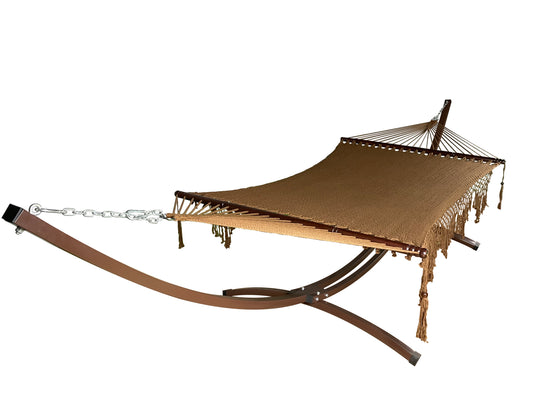 Petra Leisure® Brown Steel Arc Stand w/Brown Rope Hammock Bed.