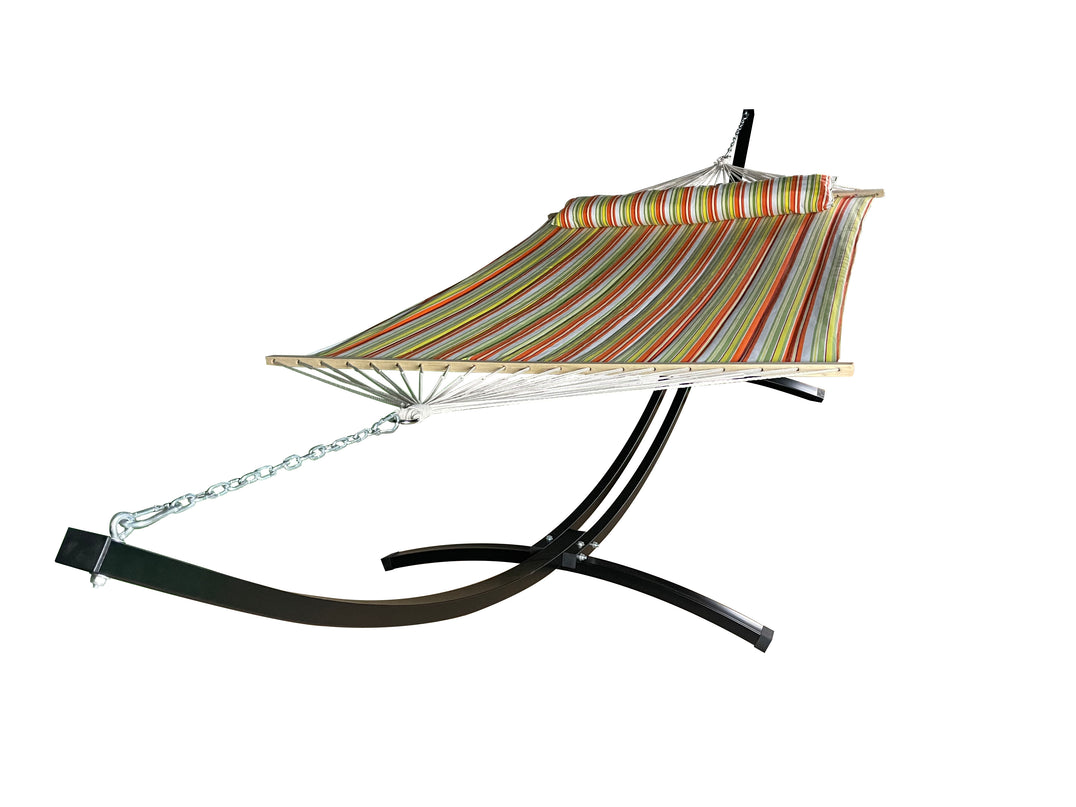 Petra Leisure® Black Stand w/Spring Stripe Hammock Bed w/Pillow
